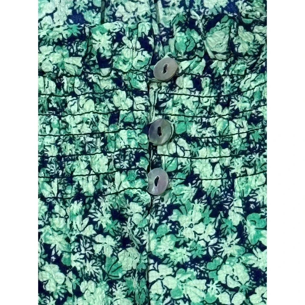 Draper James Top Size S Flutter Sleeve Square Neck Floral Green‎ Navy NEW - Picture 4 of 9